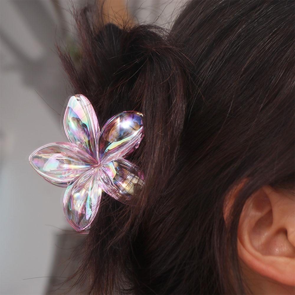 Пластиковая прозрачная заколка-краб для волос, большая заколка-коготь для волос, милая заколка для волос с цветком, уличная одежда