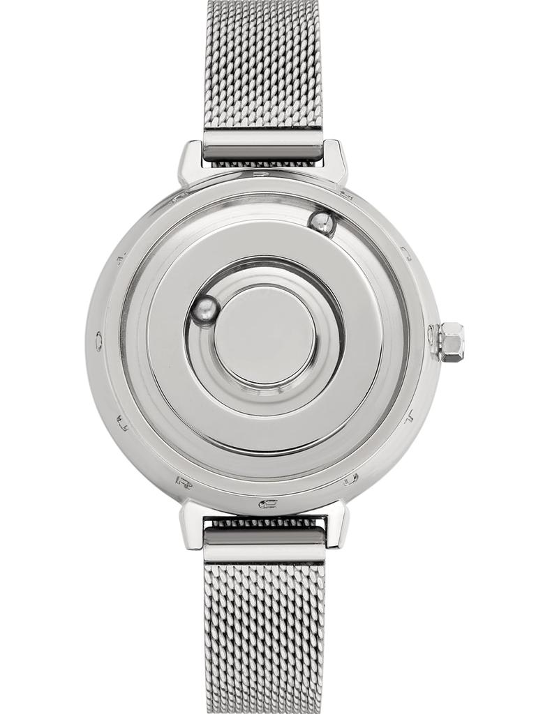 Женские магнитные кварцевые часы EUTOUR, Минималистичные повседневные аналоговые часы, Стильные, Водонепроницаемые, 36 мм, Серебристый циферблат, Серебристый браслет из нержавеющей стали, Сетчатый