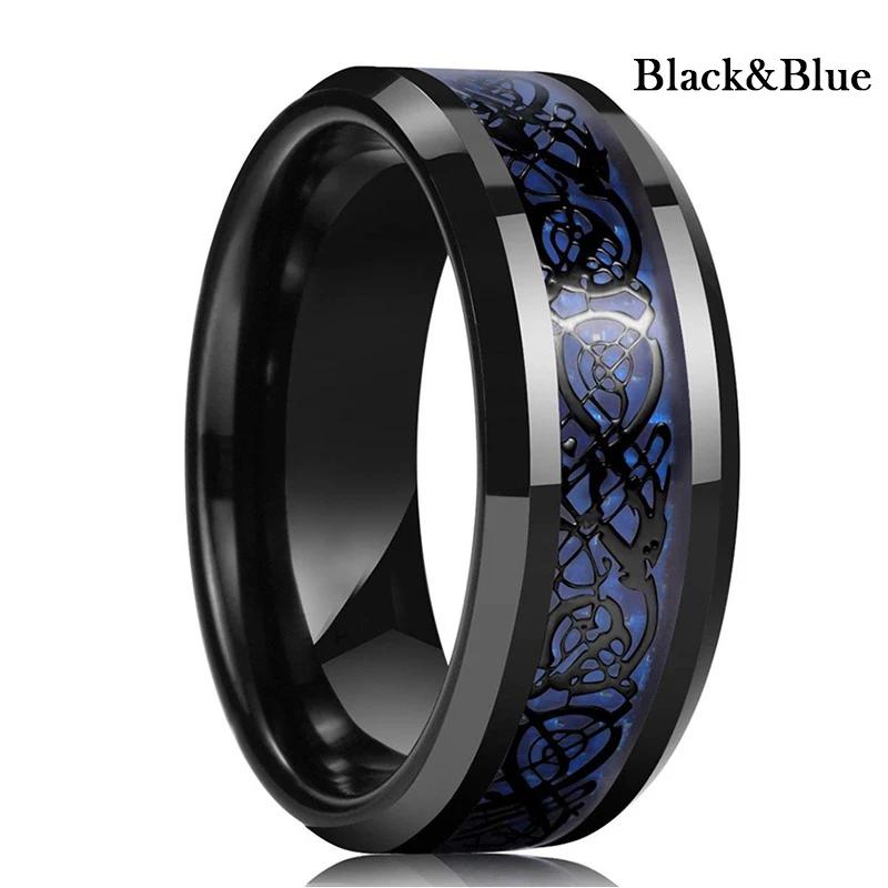 Vintage CopperColor Titanium Stainless Steel Rings for Men Black Carbon Fiber Ring Wedding Jewelry Christmas Gift Accessories