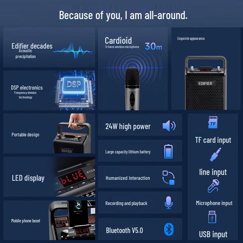 Портативная беспроводная Bluetooth-колонка Edifier с микрофоном