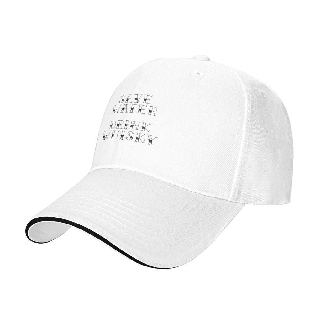 Fashion save water drink whiskey Curved Brim Baseball Cap Casual Denim Hat Unisex Hat