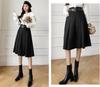 NEZIH and Pleated Skirt with Solid Flared Stylish Women's Knee-Length Skirt, Spring, Autumn, Winter, High-Waisted, A-Line, Belted, Pockets, Elegant,