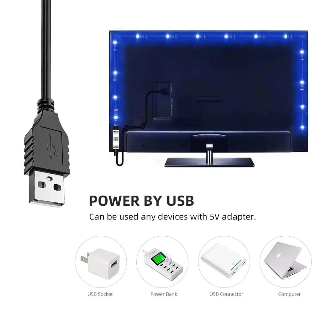 Светодиодная лента 1M-30M, сенсорная, Bluetooth, приложение, светодиоды 5050 RGB, гибкая лента Lus Led, DC5V, USB, подсветка для телевизора, декор комнаты