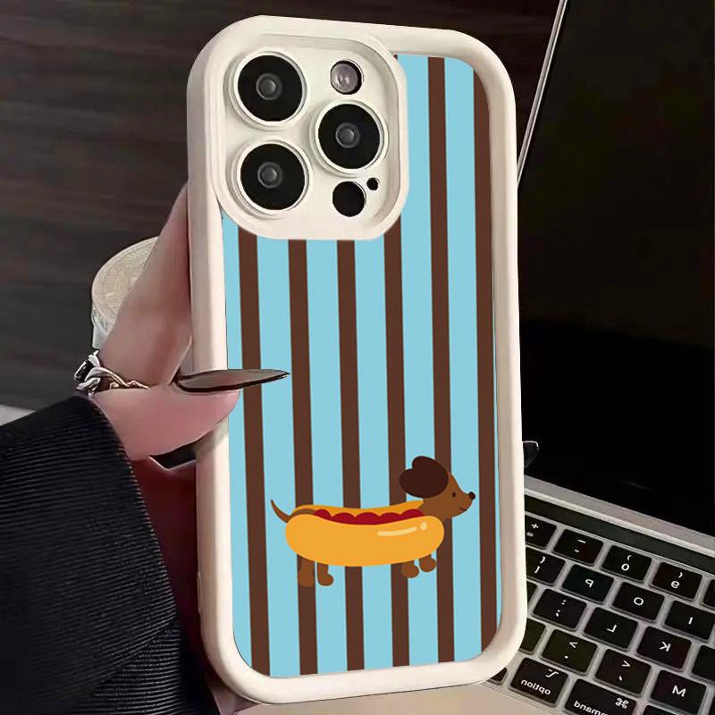 Ретро Забавный Полосатый Рисунок Таксы Чехол Для Телефона Для Samsung Galaxy S21 S22 S23 S24 FE Plus S25 Ultra A15 A35 A54 A55 Мягкий Чехол