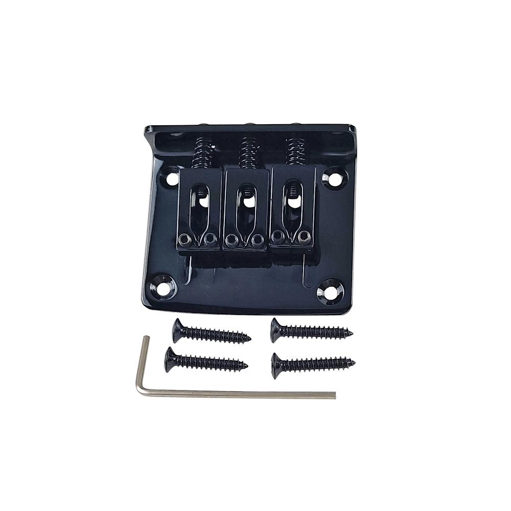 Electric Guitar 3rd String Flat Mount Bridge Tailpiece, Fixed String Pull Plate, Black Silver