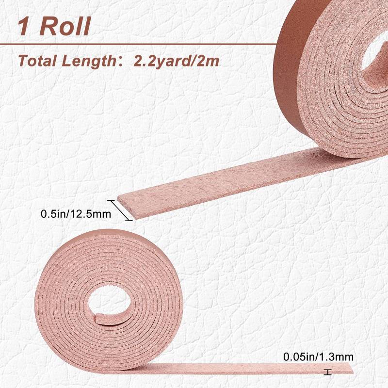 Dark Brown Genuine Leather Strap Strip 1/2 Inch Wide 79 Inch Long Leather Belt Wrap 1.3mm Thick Single Sided Flat Cord for DIY