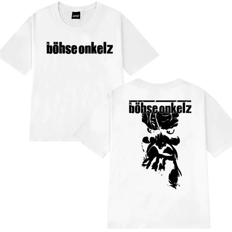 2026 Summer Hot Sale Hot Rock Band Böhse Onkelz Double Sided Print Short Sleeve T-shirts Men Women Vintage Hip Hop Cotton Gothic Round T-shirt