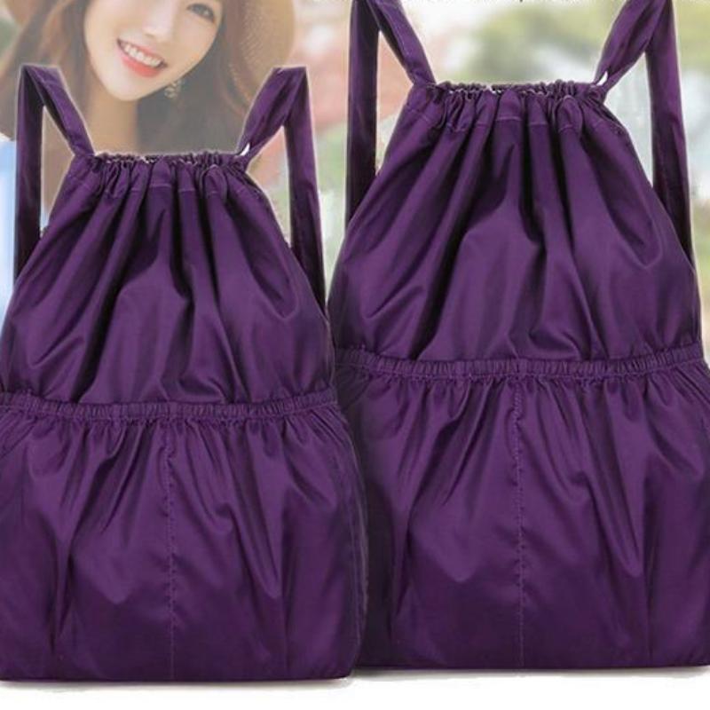 Drawstring Backpack Waterproof Lightweight Fitness Women's Drawstring Shopping Bag Folding Travel Sport Simple Backpack
