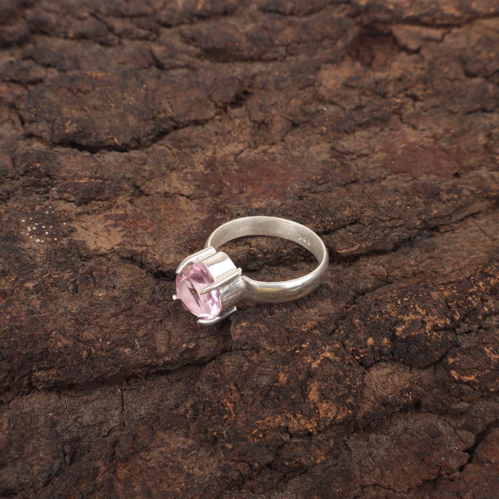 Сделка ко Дню сестер Кольцо Вечность Бохо с драгоценным камнем Морганит в форме сердца Ювелирное изделие из серебра 925 пробы RR-43-18