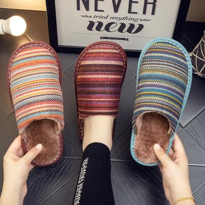 Осенние и зимние тапочки из хлопчатобумажной ткани для женщин