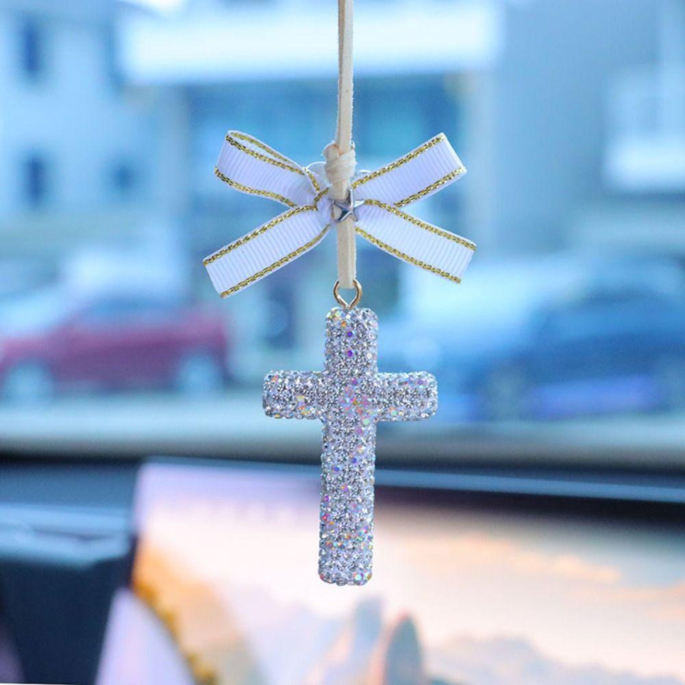 Exquisite Design Cross Car Decoration Sparkling Crystal Rhinestone Cross For Men Women
