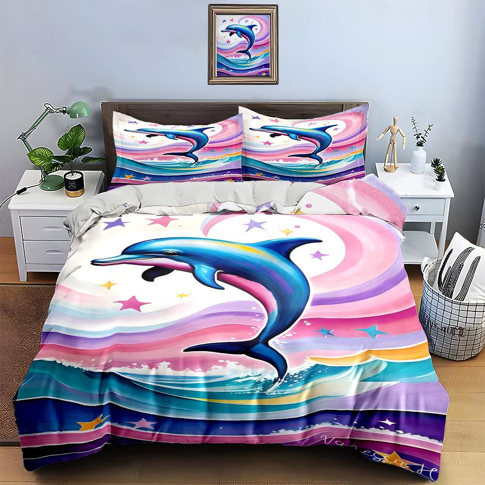 Dolphin ocean swirl Bedding Duvet cover sets Duvet covers Pillowcases gifts (1 * Duvet Cover 2 * Pillowcases, without duvet insert)