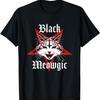 Black Meowgic Satanic Pentagram Inverted Cross Cat Lover T-Shirt