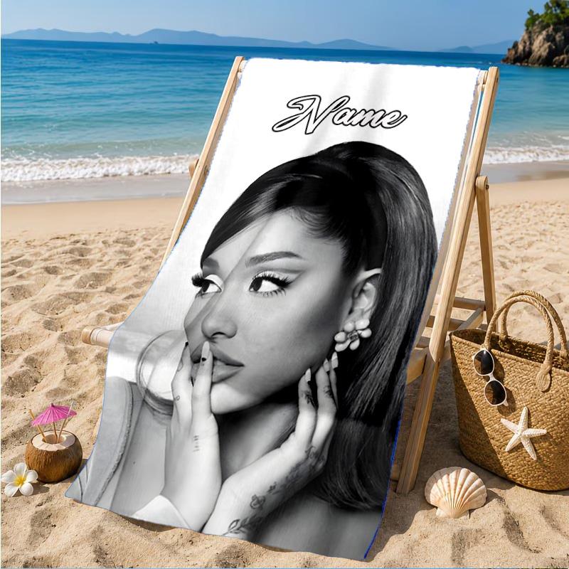 Custom Name Artistic Ariana Heart In Space Adventure Microfiber Beach Towel, Lightweight for Summer Travel, Swimming Pool Fan Gift