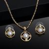 24k Gold Plated Pearl Pendant Chain Set for Women