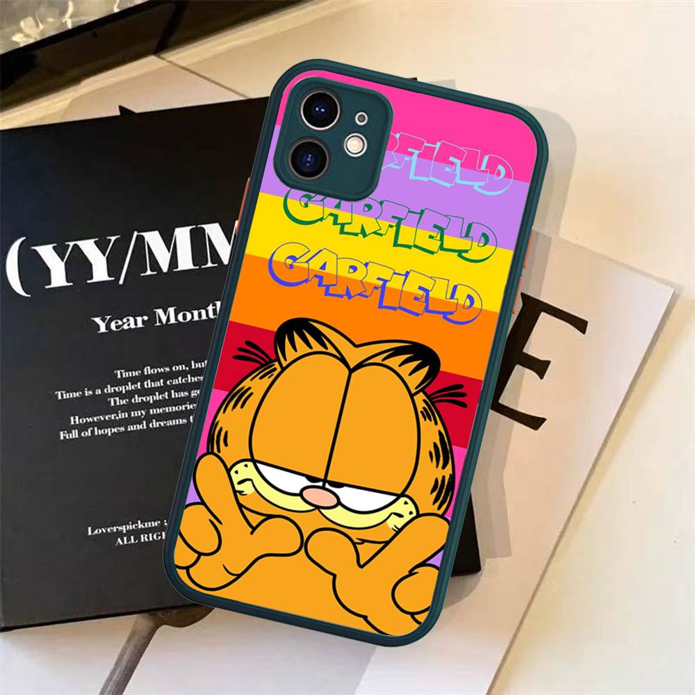 Классический комикс G-Гарфилд Для iPhone 16 15 14 13 12 11 Pro Max X XS MAX Plus Полупрозрачный черный чехол для телефона