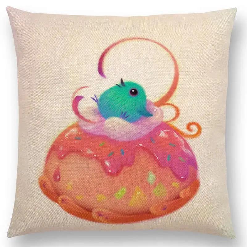 Супер милый мультяшный животный иглобрюх чехол для подушки, прекрасная птица, милое гнездо, интересная рыба, кошка, лягушка, лиса, наволочка для диванной подушки, Огар