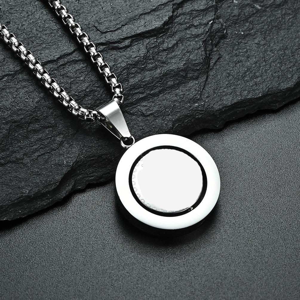 Вращающееся круглое ожерелье с персонализированной подвеской из нержавеющей стали