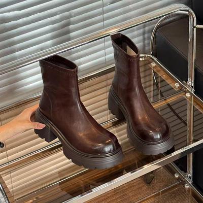 Женские ретро ботильоны на толстой подошве - Стройнящие, увеличивающие рост, осенне-зимняя мода