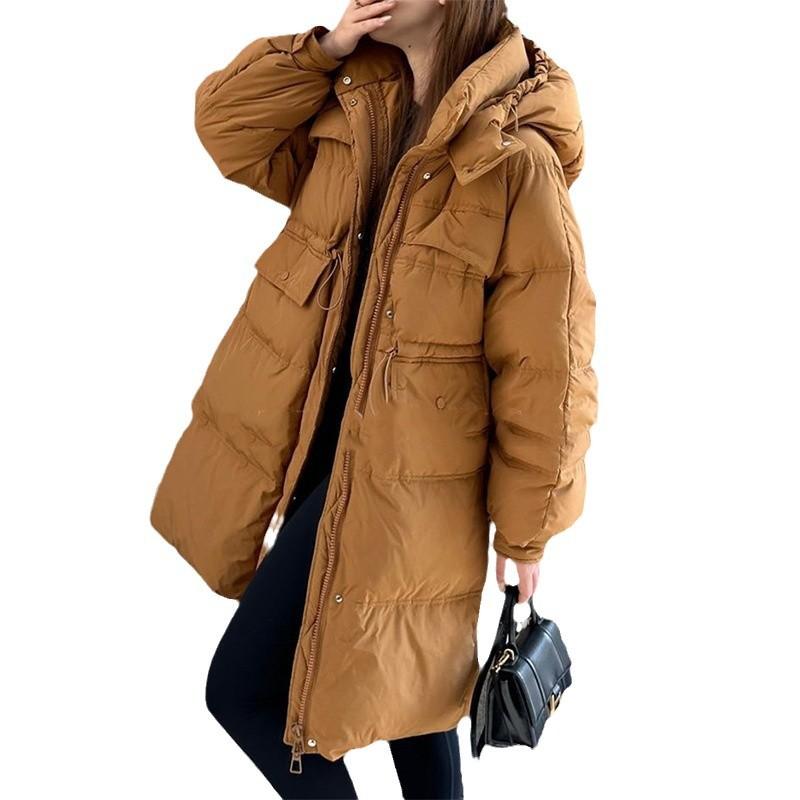 Средний и длинный пуховик женский на утином пуху зима 2024 новый корейский вариант женский пуховик высокого класса для женщин