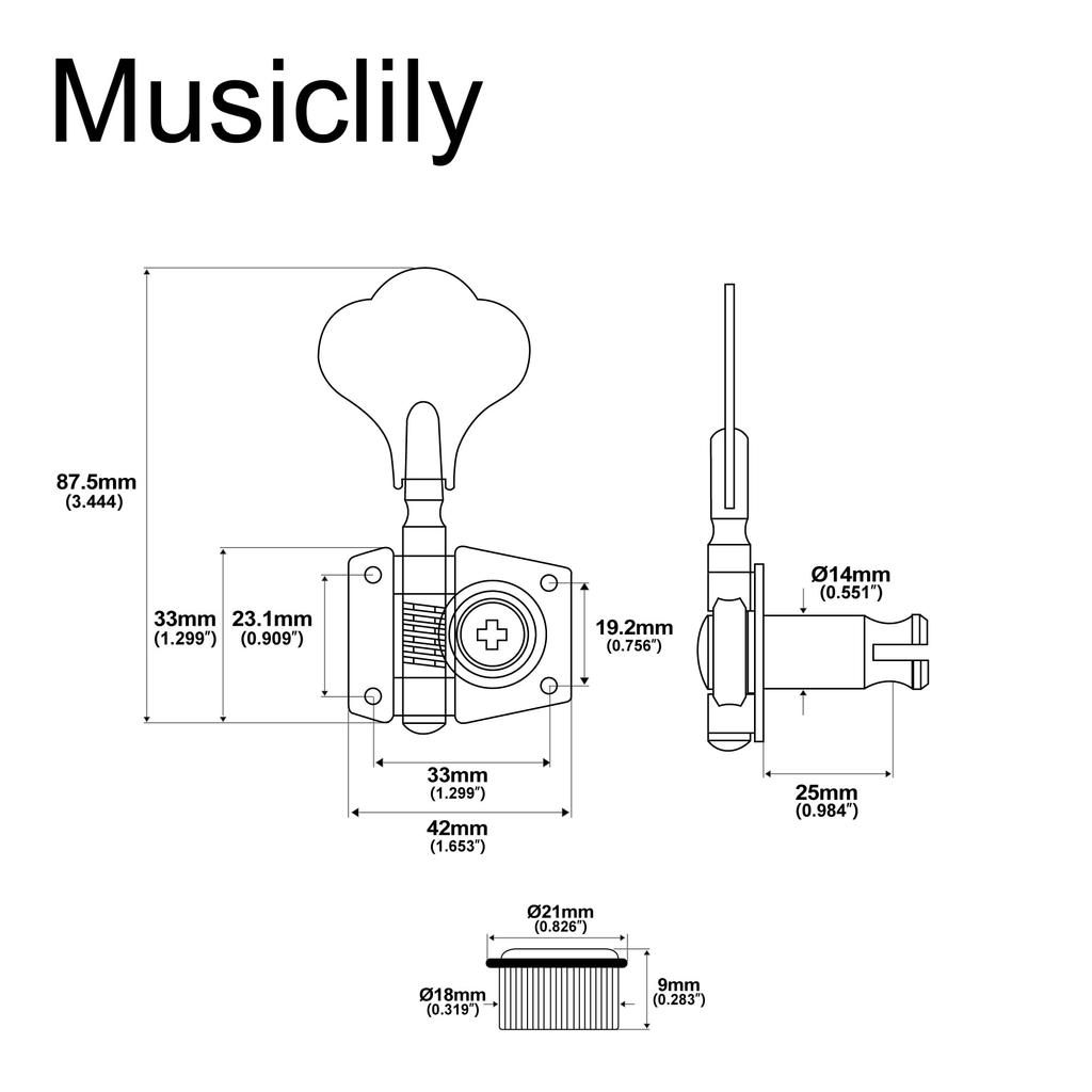 Musiclily Pro Басовые колки для Электробаса Хром 4-струнный 4-струнный Бас,
