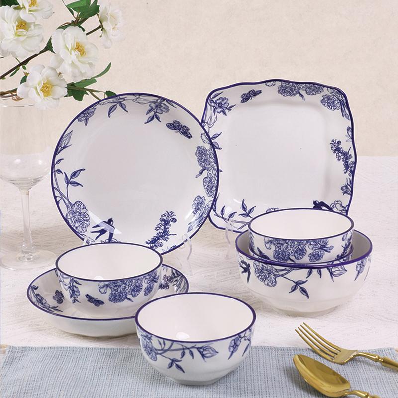 Модная керамическая тарелка в китайском стиле, изысканные тарелки с изображением бабочек и большой рыбы, домашняя посуда, изысканная десертная тарелка для послеобеденного чая