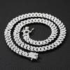 Men Women HipHop Iced Out Bling Prong Cuban Chain Necklace Suit 13mm Paved Rhinestone Link Chain Choker Bracelet Fashion Jewelry