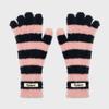 FALLETT Вязаные перчатки с прорезями для пальцев в полоску розового цвета