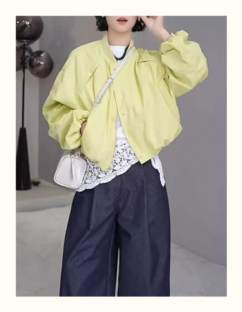 Короткая женская бейсбольная куртка на молнии в корейском стиле - Весна/Осень 2025 Свободный повседневный тренд