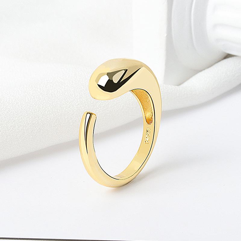 Geometric Glossy Concave Convex Shaped Ring Female Niche Design Personality High Sense Finger Ring Ins Cold Temperament Opening Index Finger Ring