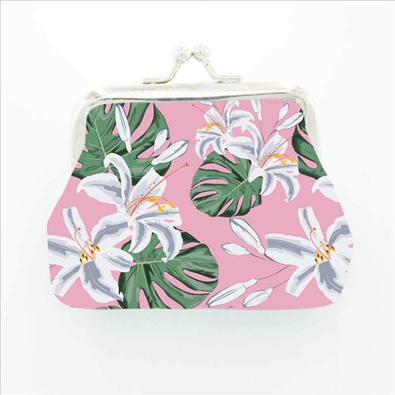 Cartoon Flower PU Leather Coin Purses Women Hasp Small Wallets Kids Girls Boys Cute Unicorn Retro Mini Change Purse Lady Pocket