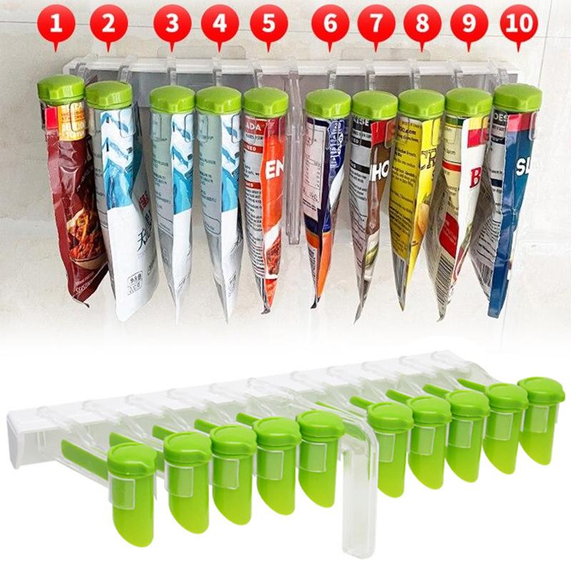 Полка для хранения мешков для специй, держатель для мешка с приправами без перфоратора, уплотнительные зажимы, подставка для соли, перца, кухонная полка, органайзер, новинка