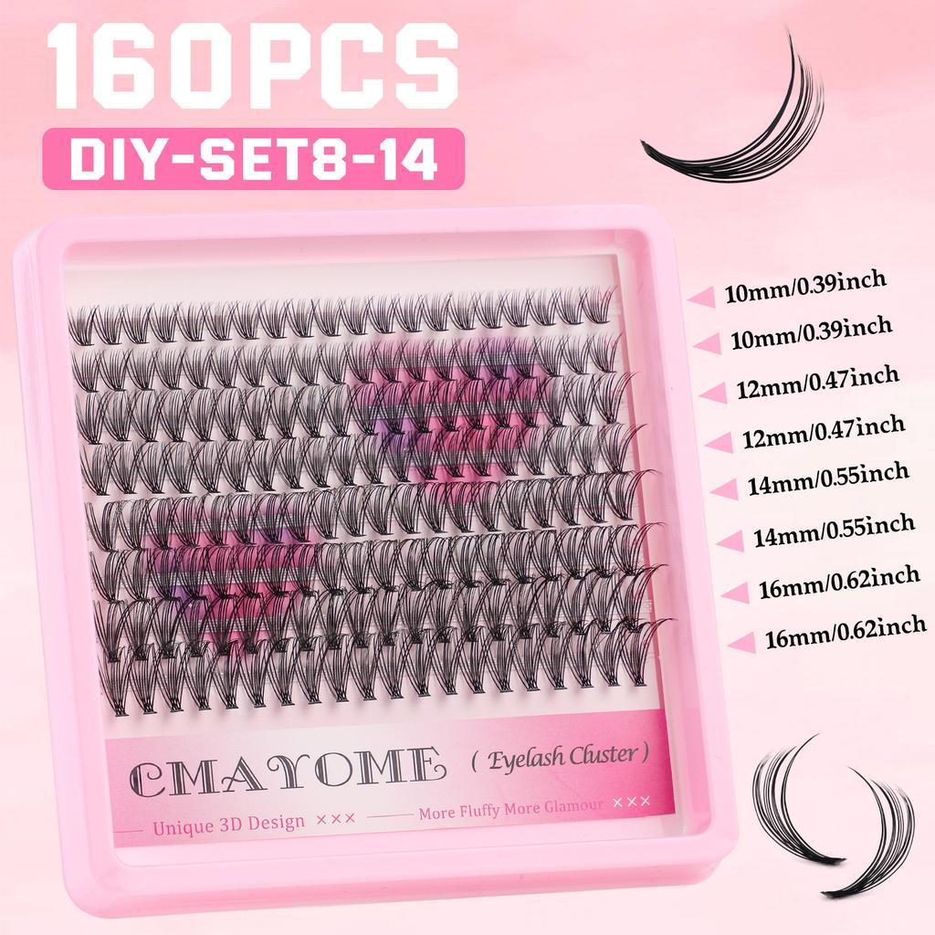 Самоклеящиеся пучки ресниц D-изгиб 10-16 мм толстые завитые ресницы