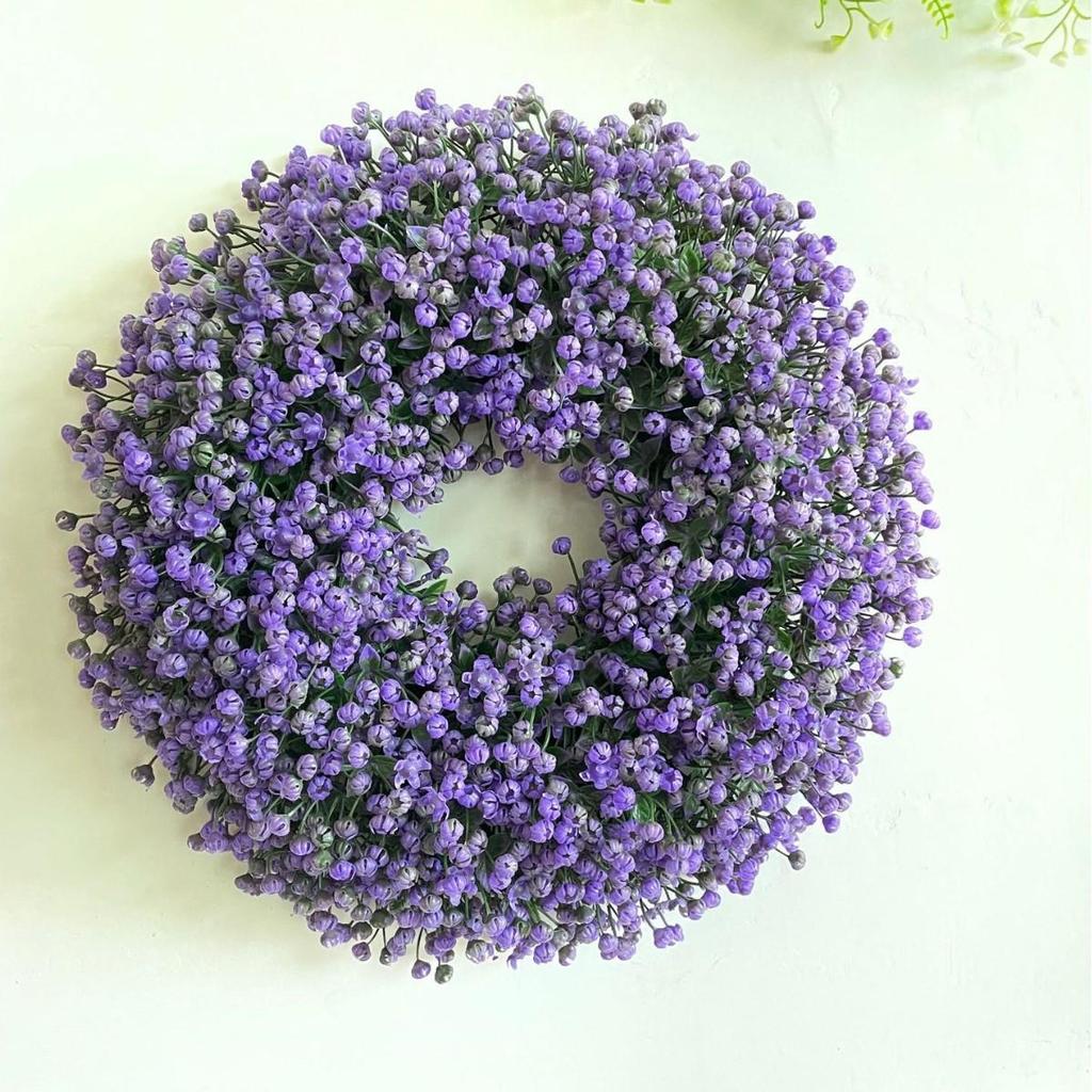 Seven-Color Baby's Breath Floral Ring: All-Season Wall Hanging for Home, Holiday, and Wedding Decor