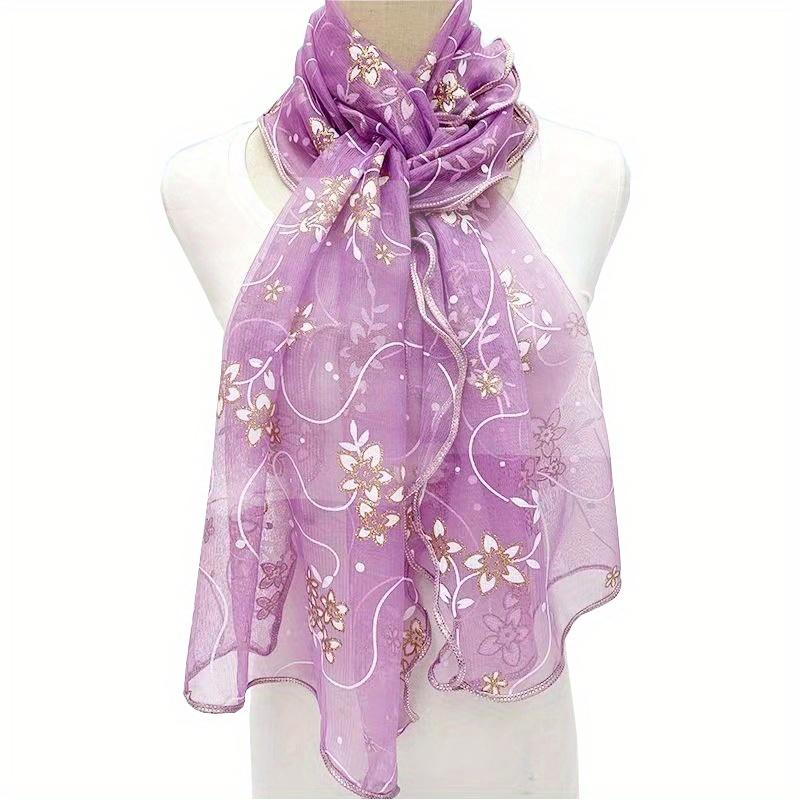 Ruffles Flower Embroidery Scarf Elegant Solid Color Breathable Shawl Women Head Wrap Outdoor Windproof Hijab Turban Travel Beach Towel
