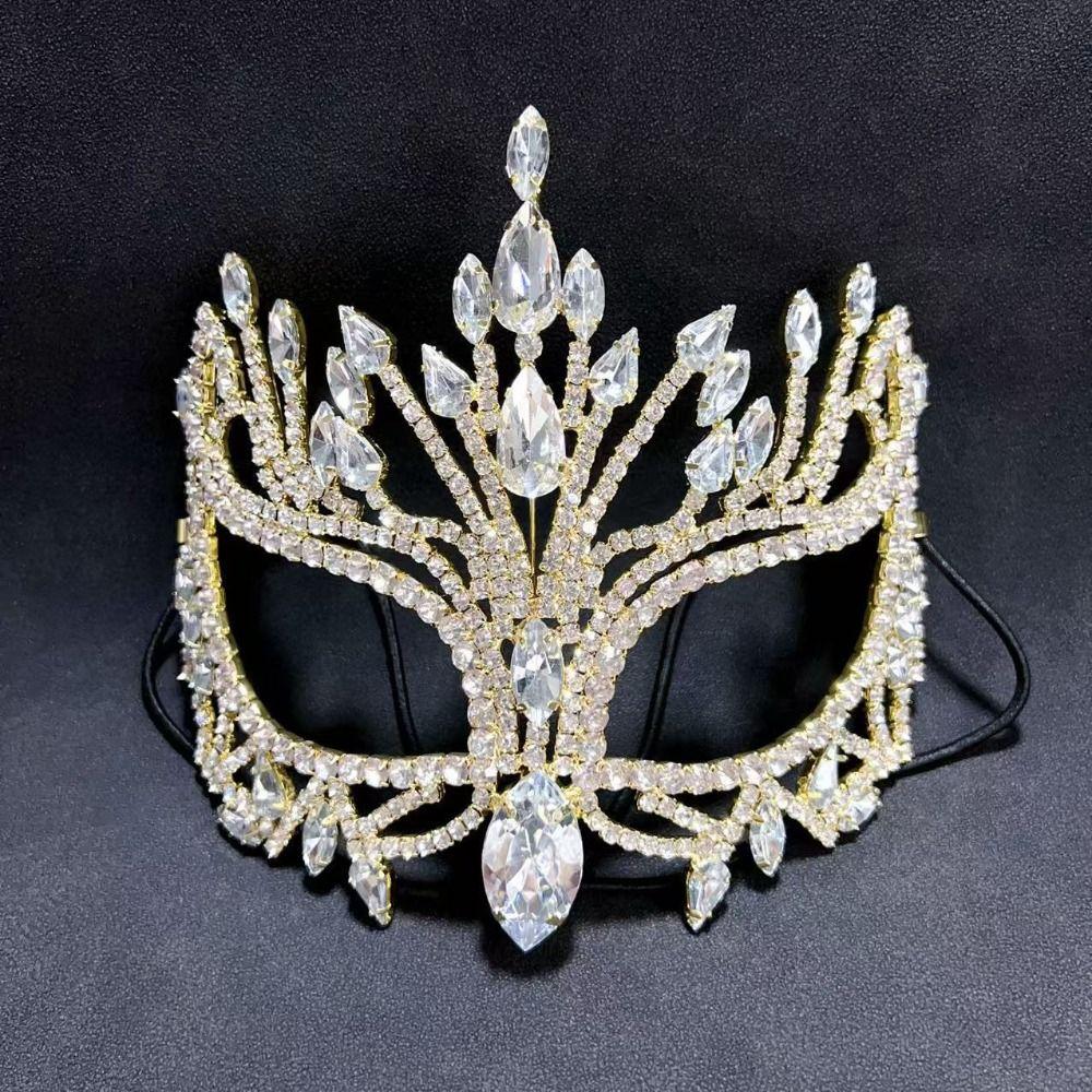 Full Face Rhinestone Mask Veil Facial Jewelry Accessories Elegant Masquerade Mask Women