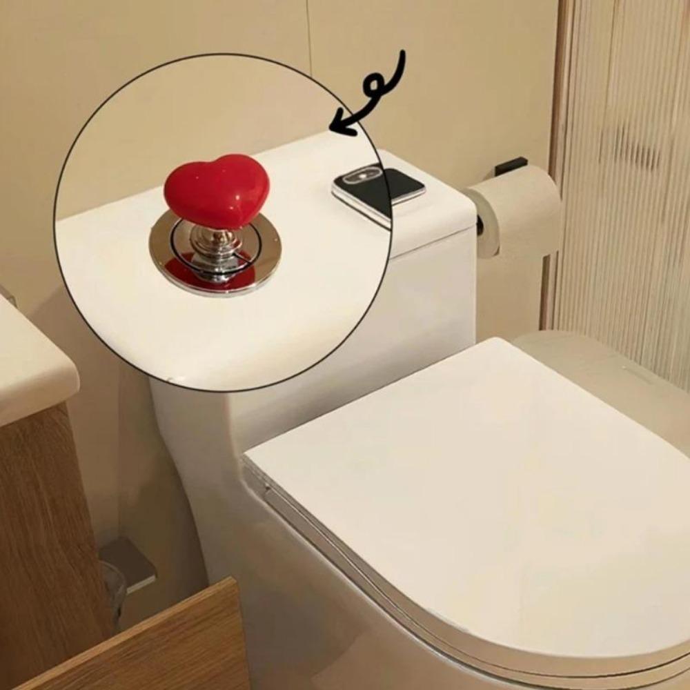 2 шт., цветная кнопка в форме сердца для унитаза, кнопка для бачка с водой, вспомогательная ручка для ящика двери шкафа, универсальный переключатель смыва