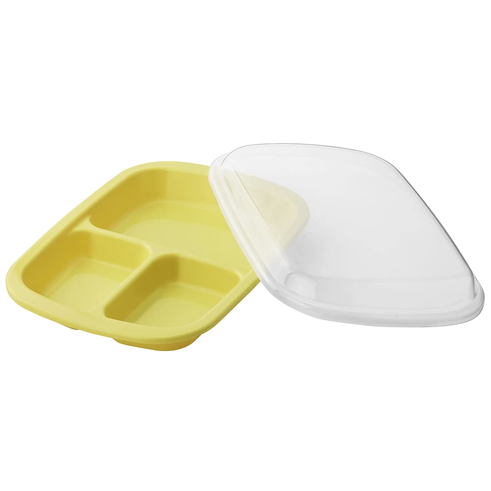 Rakura Recopo Lunch Divided Made in with &NE Plate, Yellow, Plate, Japan, Lid, Deep, NKM-187-YE