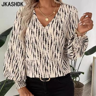 Женские модные повседневные весенне-осенние блузки и рубашки с v-образным вырезом с длинными рукавами