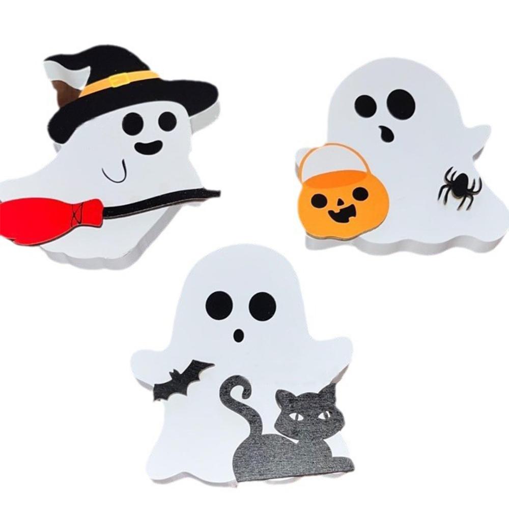 3 Pcs Cute Ghost Halloween Decorations For Party Home Shelf Display