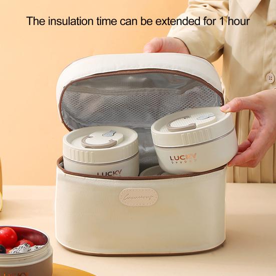 1/1 комплект, ланч-бокс, большая вместимость, рабочий запас, пищевой, сохраняющий тепло, контейнер для обеда с изолированной сумкой, полезный, герметичный, пищевой