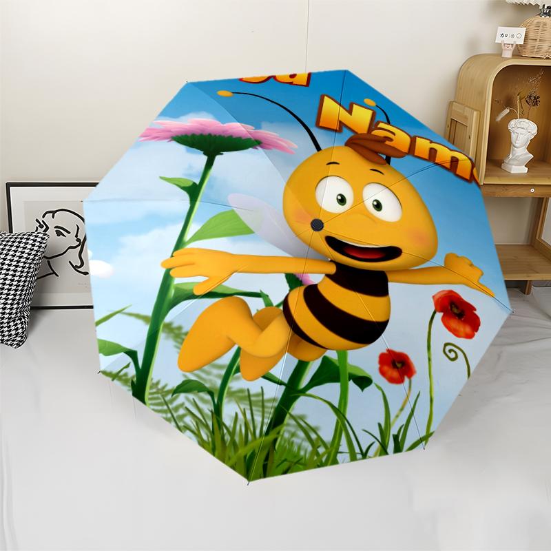 Custom Name Maya the bee Theme Automatic Umbrella, Lightweight & Portable, 8 Rib, Perfect for Outdoor Travel, Birthdays, Christmas, Gifts.