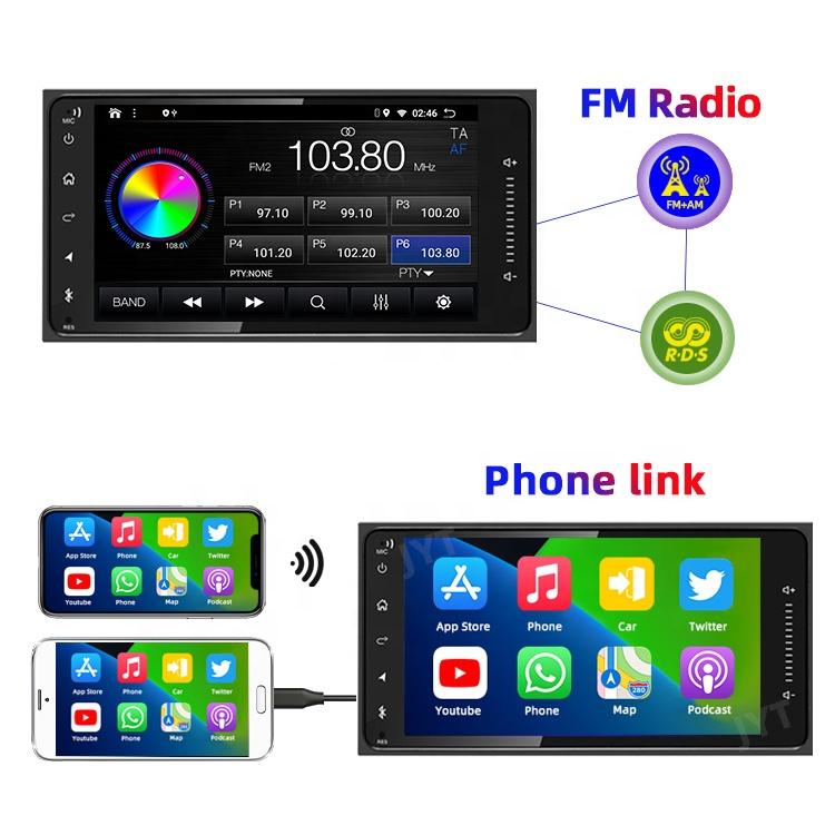 Универсальный плеер Android Toyota 7 дюймов 2 Din автомагнитола Carplay навигация GPS WiFi RDS DSP AM
