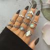 Ancient Silver Vintage Ring Men's and Women's Gem Ring Set Gothic Punk Statement Jewelry Party Accessories