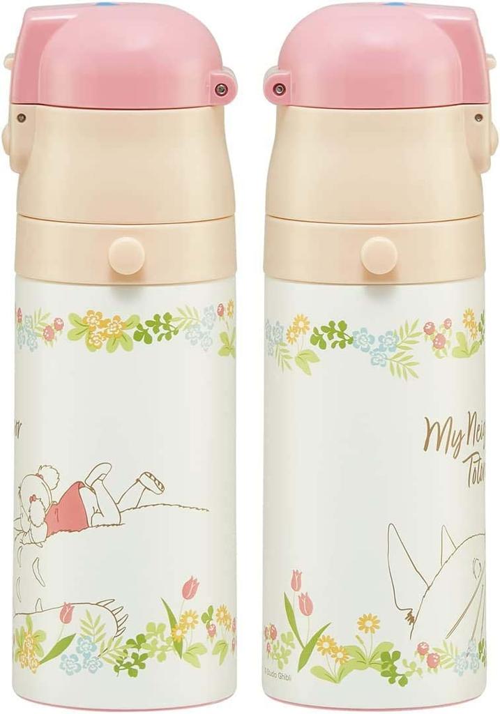 Skater Бутылка для воды из нержавеющей стали для питья прямо из горлышка 420 мл, чашка для питья 350 мл, Тоторо Мэй и Мэй, легкий тип, для девочек, Ghibli, тип малой вместимости