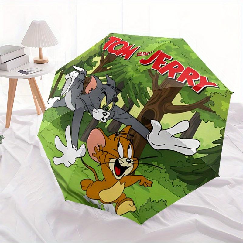 Tom Jerry Automatic Open/close Umbrella, Heavy-Duty Iron Frame, Folding Portable Design, Travel, Everyday Use 198