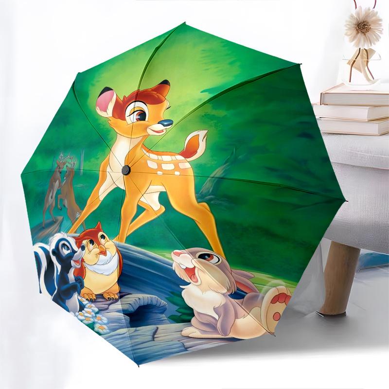 1pc Bambi,Thumper Automatic Folding Umbrella: Compact 8 Bone Design Cartoon Outdoor Travel Companion, Business Umbrella, Christmas Valentine