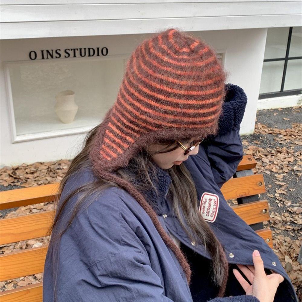 Plush Knitted Hat Korean Style Ear Cap Fashion Earflap Hat Girls