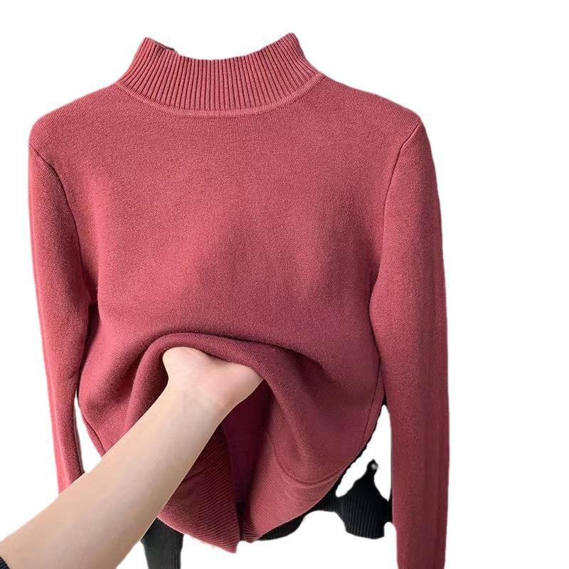 Женский свитер-полуводолазка из искусственного норкового флиса на осень и зиму