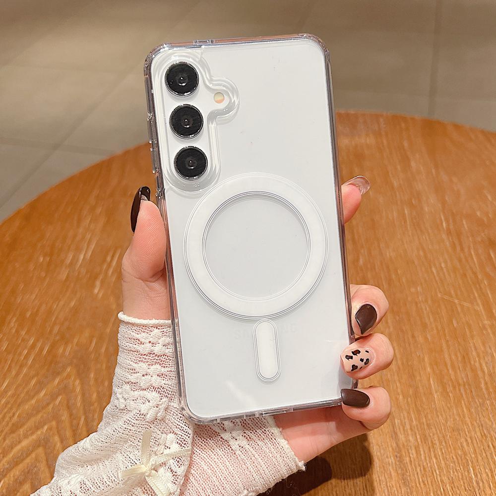 KEYSION Crystal HD Transparent Magnetic Phone Case for MagSafe for Samsung Galaxy A55 5G A35 A15 5G Shockproof Acrylic Back Cover